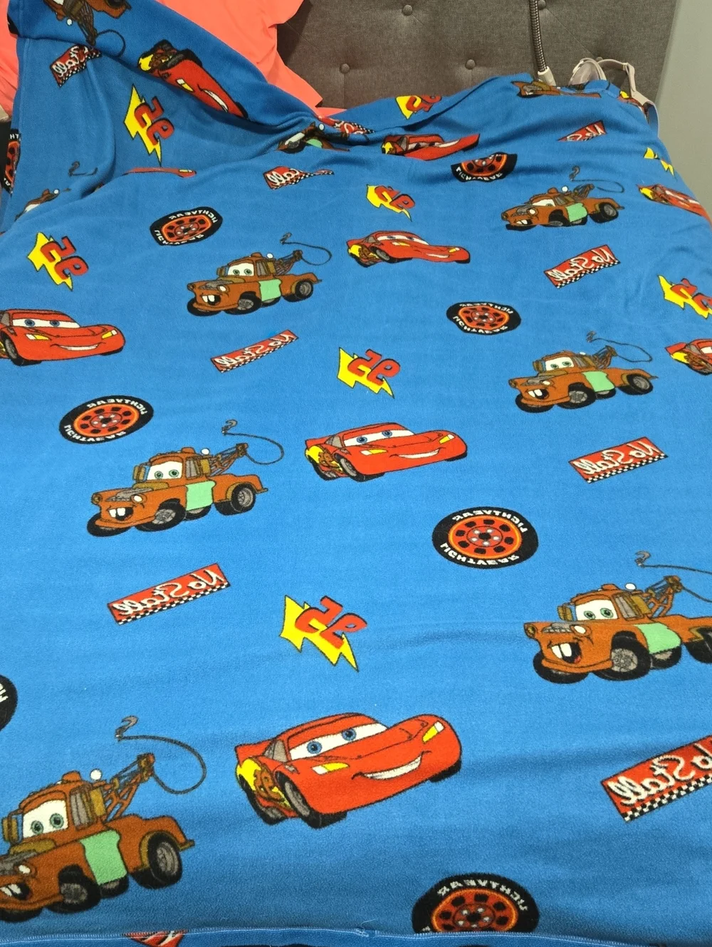 Cars Blue Lightning McQueen & Mater Kids Blanket. Full Size Bed Fleece